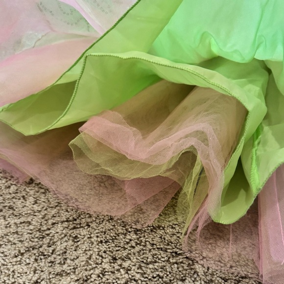 Disney TinkerBell Fairy Butterfly Costume Green Gold Sparkle Girls 7/8 Halloween - Picture 7 of 12